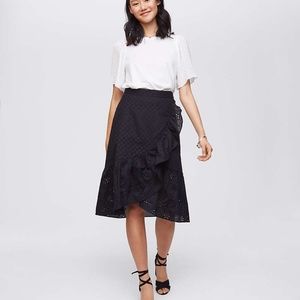 NWT‎ LOFT Women's Eyelet Ruffle Wrap Skirt